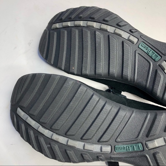 L.L.Bean suede Mary Jane mule slip on shoes hook and loop adjustable strap black - Picture 10 of 11